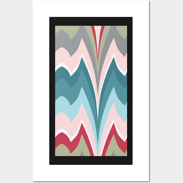 Bargello curved flame stitch blue pink Wall Art by colorofmagic